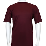 Men Dressy T-Shirt  Log-In Uomo Soft Crew Neck Silky Short Sleeves 218 Burgundy