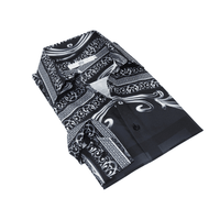Men Sports Shirt by DE-NIKO Long Sleeves Fashion Print Soft Modal DNK6902 Black