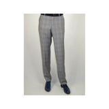 Mens Apollo King 3pc Classic Suit Plaid Window Pane A305 Gray Blue 100% Wool New