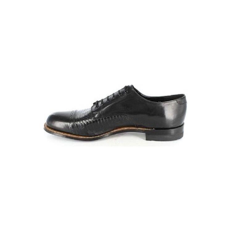 00049-01 Stacy Adams Mens Shoes Biscuit Leather Oxford Black Lizard Madison