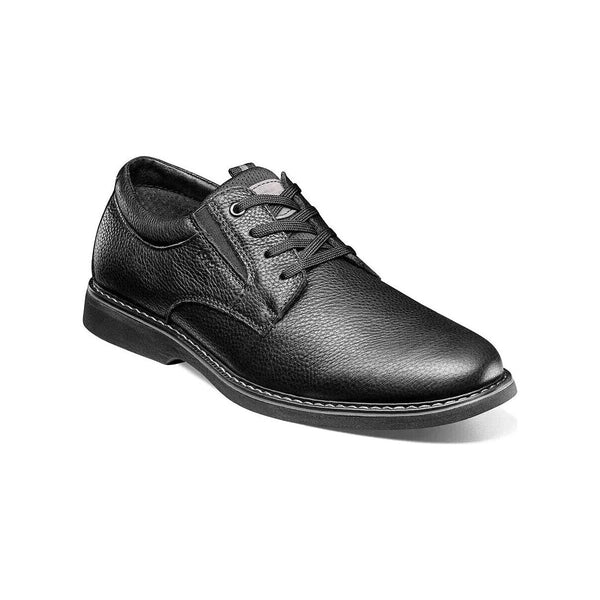 Nunn Bush Otto Plain Toe Oxford Shoes Comfort Leather Black Tumbled 84962-007