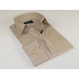 Mens 100% Cotton Shirt From Turkey Manschett by Quesste Slim Fit 4029-10 Tan