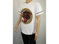 Men LAVERITA European Fashion Crew Shirt Short Sleeve Lion Medallion 94453 White