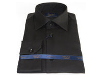 Mens 100% Cotton Shirt From Turkey Manschett by Quesste Slim Fit 4029-14 Black