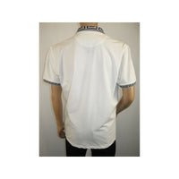 Men Sports Shirt DE-NIKO Short Sleeves Cotton Zipper Polo Shirt DBK104 White