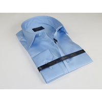 Men 100% Sateen Cotton Shirt Manschett Quesste Turkey Slim Fit 4010-11 SKy Blue