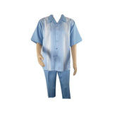 Men MONTIQUE 2pc Walking Leisure Suit Matching Set Short Sleeve 2227 C. Blue