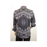 Men Sports Shirt by DE-NIKO Long Sleeves Fashion Print Soft Modal DNK6902 Black