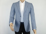Men Sport Coat by Berlusconi Turkey Soft European Plaid #AT77 03 Blue Linen