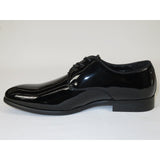 Men Santino Luciano Formal Dress Shoes Patent Leather Shiny Lace up F414 Black
