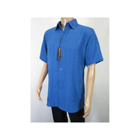 Men Short Sleeves Sport Shirt by BASSIRI Light Weight Soft Microfiber 60071 Blue