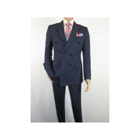 Men Suit BERLUSCONI Turkey 100% Italian Wool 180's Double Breasted #Ber32 Navy