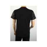 Men LAVERITA European Fashion Crew Shirt Rhine Stone Studs Medusa 94474 Black