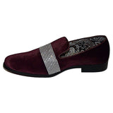 Men Formal shoes After midnight Velvet silver Crystal Slip on 6715 Burgundy new.
