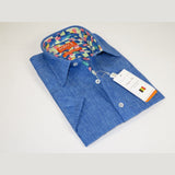 Men Premium Quality Soft Linen Sports Shirt By INSERCH Short Sleeves SS717 Blue