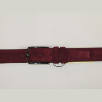 Mens Burgundy Genuine Suede Soft Leather Belt PIERO ROSSI Turkey # Burgundy-C