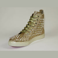 Mens High Top Shoes By FIESSO AURELIO GARCIA ,Spikes Rhine stones 2409 Gold