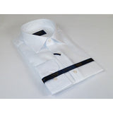 Men 100% Fancy Cotton Shirt Manschett Quesste Turkey Slim Fit 6041-03 White