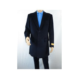 Men 100% Soft Wool 3/4 Length Winter Top Coat Cashmere Feel  #Til-71 Navy Blue