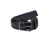 Men Genuine Leather Belt PIERO ROSSI Turkey Crocodile print Stitched 3071 Navy