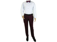 Men 2pc Tuxedo Formal Suit Turkey WESSI J.VALINTIN Extra Slim 128-80 Burgundy