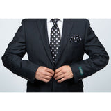Men RALPH LAUREN Suit 100% Wool Two Button Classic Pinstripe Formal 503 Black.