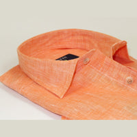 Men's Ciazzo Turkey 100% Linen Breathable Shirt Short Sleeves #Linen 66 Orange