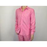 Men INSERCH premium Soft Linen Breathable 2pc Walking Leisure suit LS29116 Pink