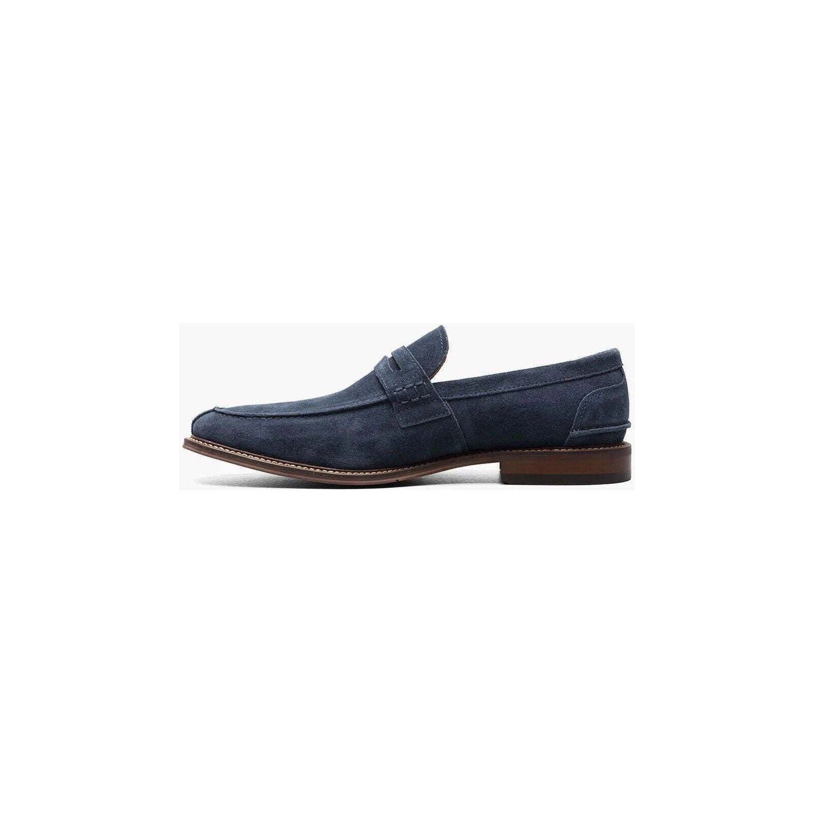 25550-415 Stacy Adams Marlowe Algonquin Moc Toe Penny Slip On Navy Suede