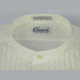 Men's Tuxedo shirt By Classix  Banded Collarless Formal Pleated Front M06 Ivory