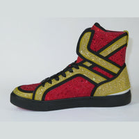 Mens High Top Shoes By FIESSO AURELIO GARCIA ,Fancy Rhine stones 2402 Red Gold