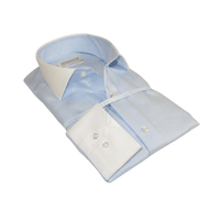 Mens 100% Italian Cotton Shirt High Quality Non Iron SORRENTO Turkey 4442 Blue