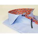 Men Dress Shirts AXXESS Turkey 100% Soft Egyptian Cotton High Collar 223-01 Blue