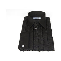 Mens CEREMONIA Tuxedo Ruffle Shirt 100% Cotton Turkey Slim Fit #paris 15 Black