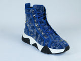 Mens High Top Shoes By FIESSO AURELIO GARCIA,Spikes Rhine stones 2412 Navy Blue