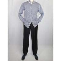 Men Makrom Turkey Shirt soft Cotton Blend wrinkle less Double collar 6493 blue