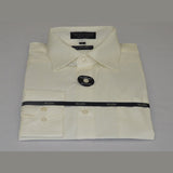 Mens Milani dress shirt soft cotton Blend easy wash business long sleeves Ivory