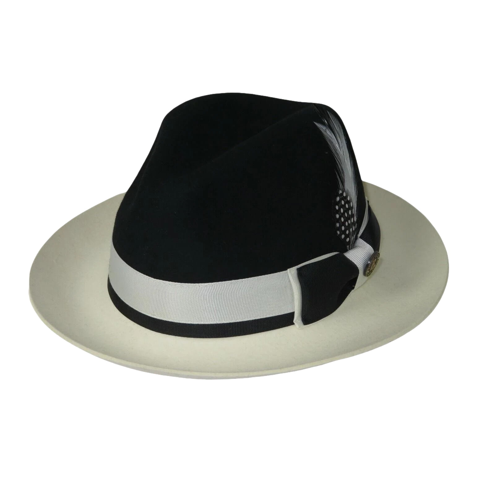 Mens Bruno Capelo Dress Hat Australian Wool Fedora Caesar CA350 Black Ivory new