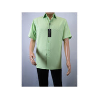 Men Short Sleeve Sport Shirt by BASSIRI Light Weight Soft Microfiber 61991 Green