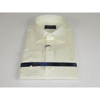 Men 100% Sateen Cotton Shirt Manschett Quesste Turkey Slim Fit 4010-09 Ivory