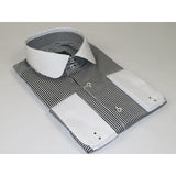 Men 100% Cotton Dress Shirt CIERO MONTERO Turkey 1f94-06 White black Slim Fit