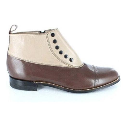 00026-249 Men Stacy Adams High Top Boot Madison Biscuit Toe Brown Taupe Side Zip