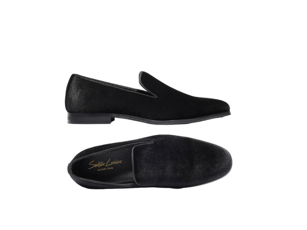 Mens Santino Luciano Shoes Soft Velvet Slip on Loafer Formal Wedding C351 Black