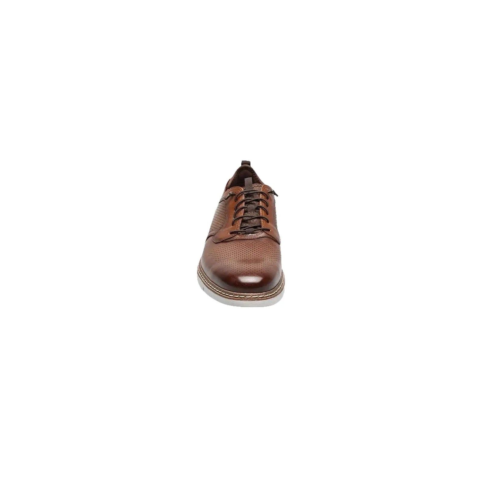 25662-221 Stacy Adams Sync Plain Toe Elastic Lace Up Sneaker Leather Cognac
