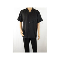 Men 2pc Walking Leisure Suit Short Sleeves By DREAMS 255-00 Solid Black