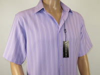 Men Short Sleeve Sport Shirt by BASSIRI Light Weight Soft Microfiber 48271 Lilac