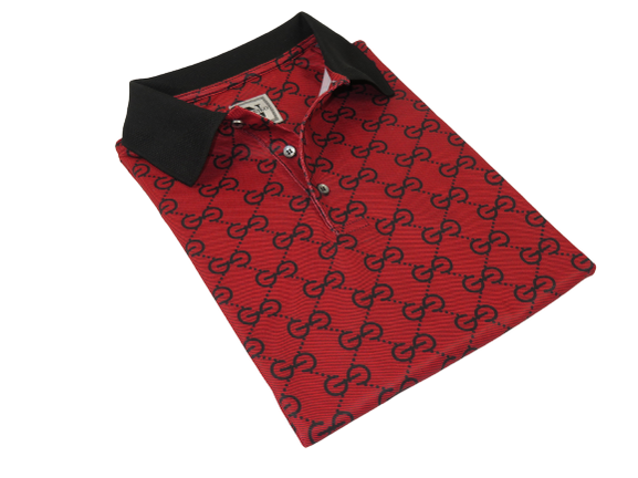 Men Sports Shirt DE-NIKO Short Sleeves Soft Modal Fashion Polo Shirt G1121 Red