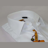 Mens ENZO Egyptian Soft Cotton Dress Shirt Barrel Cuff Wrinkle Free 61101 White