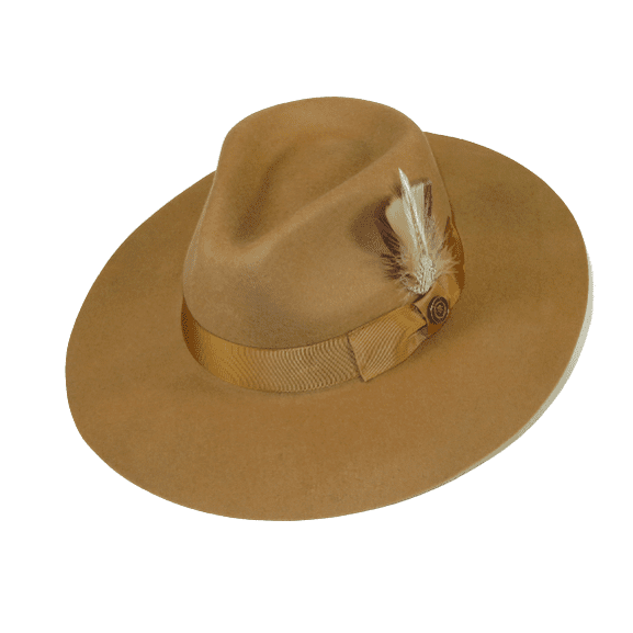 Mens Hat By BRUNO CAPELO Australian Wool Wide Brim Fedora Duke DU723 Acorn Camel