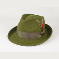 Men BENTLY HEADWEAR Hat Australian Wool Pinch Front Fedora Lite HU424 Olive
